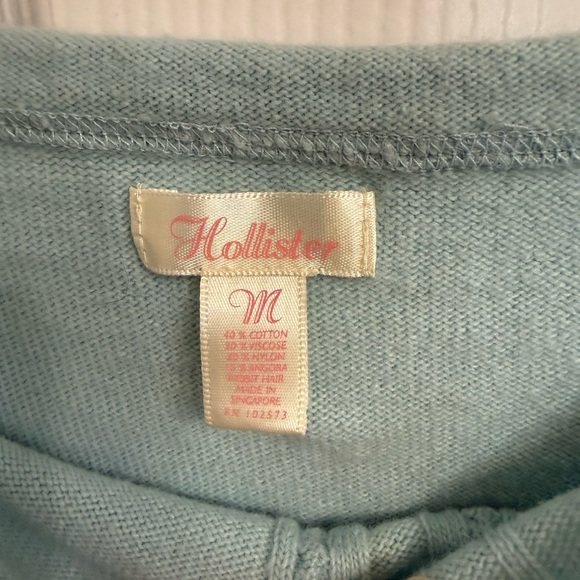 Hollister Y2K Ballet Neck Soft Knit Top Size M Cable Knit soft teal blue sweater - Picture 5 of 6